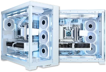 PC gaming ALTERNATE avec panneau latéral en verre, watercooling blanc et carte graphique GeForce RTX