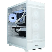 PC gaming blanc avec panneau latéral en verre et refroidissement RGB