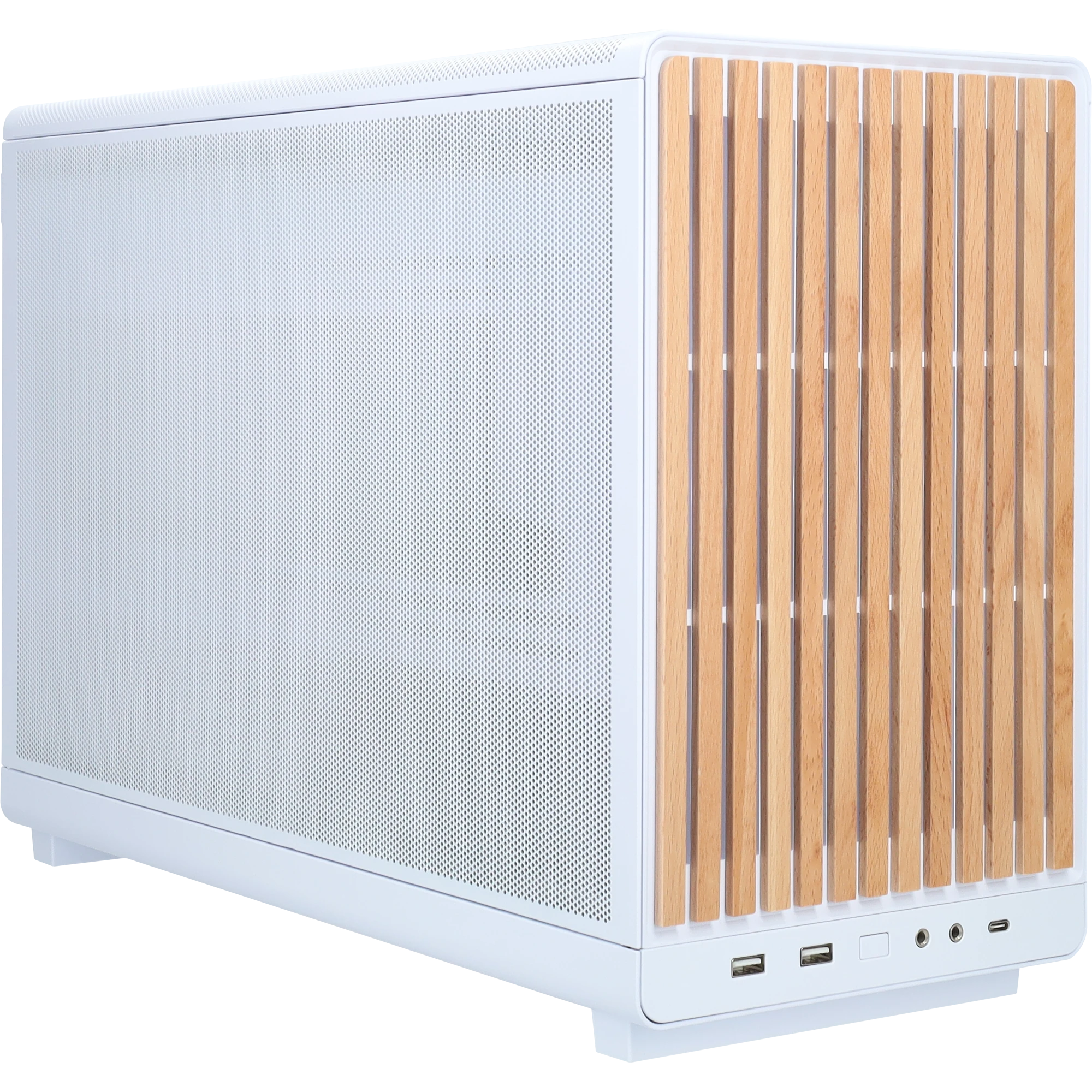 PC blanc avec panneau latéral en verre et refroidissement RGB