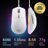 SteelSeries Rival 3 Gen 2, Souris gaming Blanc, 8 500 ppp, RGB