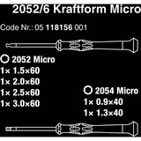 Wera 2052/6 Jeu de micro-tournevis + support Noir/Vert, 6 pièces