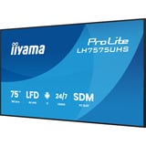iiyama ProLite LH7575UHS-B2AG, Affichage public Noir (Mat), 3x HDMI | 1x DisplayPort | LAN | WiFi | 24/7