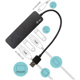 i-tec USB 3.0 Metal HUB 4 Port avec interrupteurs individuels on/off, Switch USB Noir