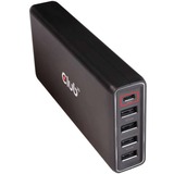 Club 3D 111W Power Delivery chargeur Noir, 1x USB-C, 4x USB-A