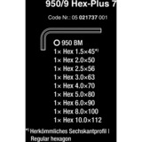 Wera 950/9 Jeu de clés hexagonales à 7 goujons, métriques, BlackLaser, Tournevis Noir, 9 pièces