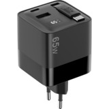 Sitecom 65W GaN Power Delivery chargeur mural avec câble rétractable Noir