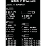 Wera Bit-Safe 61 Universal 3, Set d'embouts de vissage Noir/Vert, 61 pièces