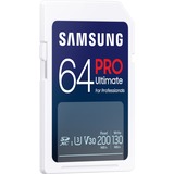 Samsung PRO Ultimate 64 Go SDXC, Carte mémoire Blanc/Bleu, UHS-I U3, Classe 3, V30, lecteur de carte inclus