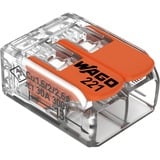 Wago Borne de raccordement Serie 221 COMPACT - 2x6 mm², Pince Transparent/Orange, 50 pièces
