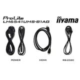 iiyama ProLite LH6541UHS-B1AG, Affichage public Noir, HDMI, USB, LAN, Audio