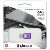 Kingston DataTraveler microDuo 3C 64 Go, Clé USB Violet/transparent, USB-A + USB-C