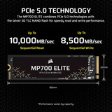 Corsair MP700 ELITE 1 To SSD Noir, PCIe 5.0 x4 NVMe, M.2 2280, 3D TLC NAND