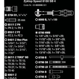 Wera 8100 SB 4 Set de cliquets Zyklop Speed, 3/8", Set d'outils Noir/Vert, Clé à cliquet de 38 pièces avec tête pivotante