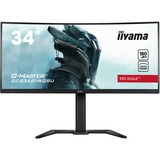iiyama G-Master Red Eagle GCB3481WQSU-B1 34" Moniteur UltraWide gaming incurvé  Noir, 180Hz, HDMI, DisplayPort, Audio, AMD Free-Sync