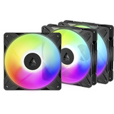 ARCTIC ARCTIC P14 Pro Reverse A-RGB ventilateurs de boîtier Noir, 3 pièces, 140 x 140 x 30 mm, PWM, 3 pièces, 140 x 140 x 30 mm, PWM