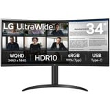LG UltraWide 34WR50QK-B 34" Moniteur incurvé  Noir, 2x HDMI, DisplayPort