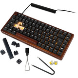 Sharkoon SKILLER SGK50 S3 Wood PBT, clavier gaming Bois/Noir, Layout BE, Gateron G Pro 3.0 Yellow,  BE Layout, Gateron G Pro 3.0 Yellow, RGB LED, Hot-swappable, 75%