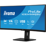 iiyama ProLite XCB3494WQSU-B1 34" Moniteur UltraWide incurvé Noir, 1x DisplayPort, 2x HDMI, 2x USB-C, 2x USB-A, 120 Hz