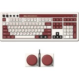 8BitDo Clavier mécanique rétro Fami Edition, clavier gaming Beige/Rouge, Layout États-Unis, Kailh Box White, Bluetooth Low Energy, sans fil 2.4G, USB