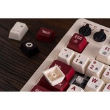8BitDo Clavier mécanique rétro Fami Edition, clavier gaming Beige/Rouge, Layout États-Unis, Kailh Box White, Bluetooth Low Energy, sans fil 2.4G, USB