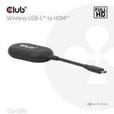 Club 3D Adaptateur émetteur-récepteur sans fil USB-C vers HDMI Noir