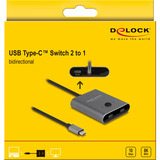 DeLOCK USB Type-C 2 to 1 bidirectional, Switch USB Gris