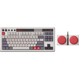 8BitDo Retro Mechanical Keyboard N Edition, clavier gaming Gris/rouge foncé, Layout FR, Kailh Box White, TKL, Bluetooth Low Energy, sans fil 2.4G, USB
