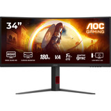AOC CU34G4 34" Moniteur UltraWide gaming incurvé  Noir/Rouge, 180 Hz, HDMI, DisplayPort, AMD FreeSync