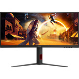 AOC CU34G4 34" Moniteur UltraWide gaming incurvé  Noir/Rouge, 180 Hz, HDMI, DisplayPort, AMD FreeSync