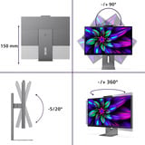 Philips Brilliance 27E3U7903 27" 5K UHD Moniteur  Gris, HDMI, Thunderbolt 4, USB, LAN, Webcam