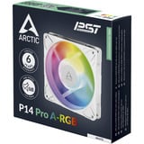 ARCTIC P14 Pro A-RGB ventilateur de boîtier Blanc, 140 x 140 x 27 mm, PWM, Ventilateur, 14 cm, 400 tr/min, 2500 tr/min, 186 m³/h, Blanc