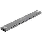 DeLOCK Station d'accueil USB Type-C Slim Gris, HDMI, 4x USB-A 3.2 (5 Gbit/s), USB-C 3.2 (5 Gbit/s), MicroSD, SD, TB 3, RJ-45