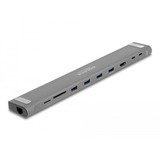 DeLOCK Station d'accueil USB Type-C Slim Gris, HDMI, 4x USB-A 3.2 (5 Gbit/s), USB-C 3.2 (5 Gbit/s), MicroSD, SD, TB 3, RJ-45