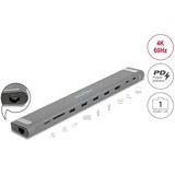 DeLOCK Station d'accueil USB Type-C Slim Gris, HDMI, 4x USB-A 3.2 (5 Gbit/s), USB-C 3.2 (5 Gbit/s), MicroSD, SD, TB 3, RJ-45