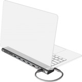DeLOCK Station d'accueil USB Type-C Slim Gris, HDMI, 4x USB-A 3.2 (5 Gbit/s), USB-C 3.2 (5 Gbit/s), MicroSD, SD, TB 3, RJ-45