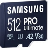 SAMSUNG PRO Ultimate 512 Go microSDXC, Carte mémoire Bleu, UHS-I U3, Classe 3, V30, adaptateur SD inclus