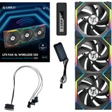 Lian Li UNI FAN SL120 Wireless, Ventilateur de boîtier Noir, 3 pièces, connecteur de ventilateur PWM à 4 broches