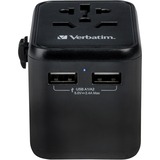 Verbatim Adaptateur universel de voyage UTA-01, Prise de voyage Noir, 2x USB-A