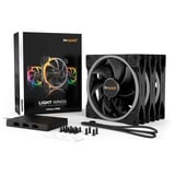 be quiet! Light Wings PWM ventilateurs de boîtier RGB  Noir, 3 pièces, 140 x 140 x 25 mm, Pack de 3, Ventilateur, 14 cm, 1500 tr/min, 95,14 m³/h, Noir