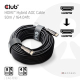 Club 3D Câble hybride AOC HDMI Noir, 50 mètres