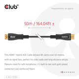 Club 3D Câble hybride AOC HDMI Noir, 50 mètres