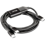 Club 3D USB-C, câble de charge en Y vers 2x USB Type-C, Câble en Y Noir, 1,83 mètres, Max. 100 W