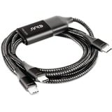 Club 3D USB Type-C, câble de charge Y vers 2x USB Type-C, Câble en Y Noir, 1,83 mètre, Max. 100 W