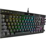 Corsair K70 RGB TKL CHAMPION SERIES clavier gaming mécanique Noir, Layout BE (AZERTY), Corsair OPX, 80% (TKL), LED RGB, TKL, PBT double-shot