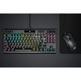 Corsair K70 RGB TKL CHAMPION SERIES clavier gaming mécanique Noir, Layout BE (AZERTY), Corsair OPX, 80% (TKL), LED RGB, TKL, PBT double-shot