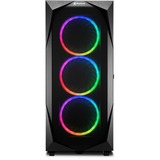 Sharkoon REV300 boîtier midi tower Noir | 4x USB-A | 1x USB-C | RGB | Window