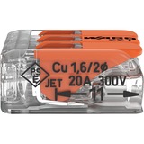 Wago Borne de raccordement Serie 221 COMPACT - 3x4 mm², Pince Transparent/Orange, 50 pièces
