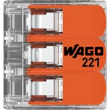 Wago Borne de raccordement Serie 221 COMPACT - 3x4 mm², Pince Transparent/Orange, 50 pièces