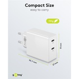 goobay Chargeur rapide USB-C PD Dual (36 W) Blanc, 2x USB-C, Power Delivery