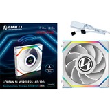 Lian Li UNI FAN SL120 LCD Wireless Reverse Blade ventilateur de boîtier RGB  Blanc, 120 x 124.5 x 28 mm, PWM